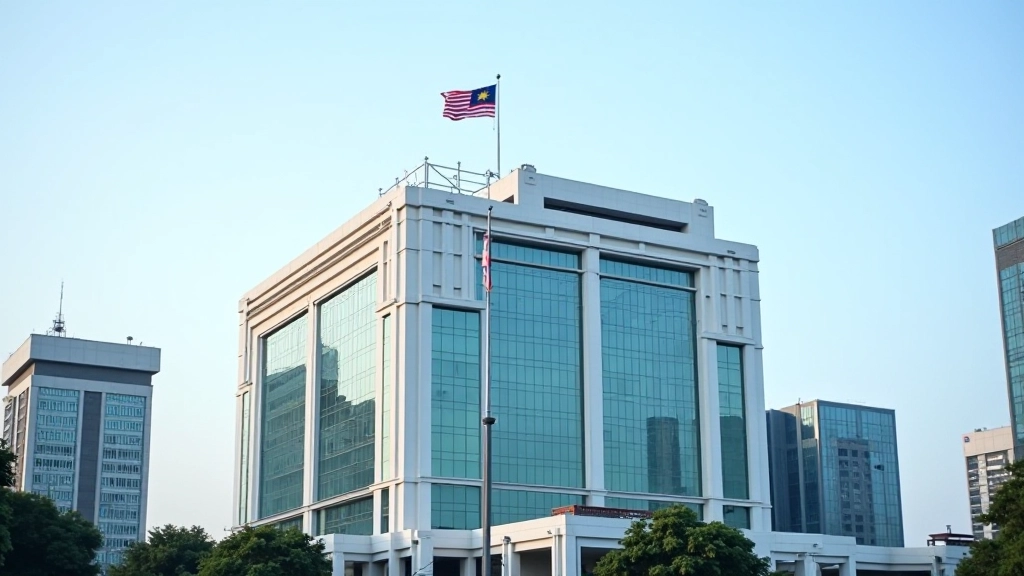Malaysian government building with national flag representing federal revenue collection and economic governance