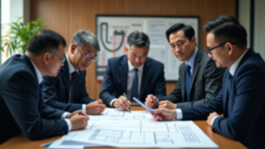 Economic planning meeting showing development project evaluation and budget allocation decision-making process